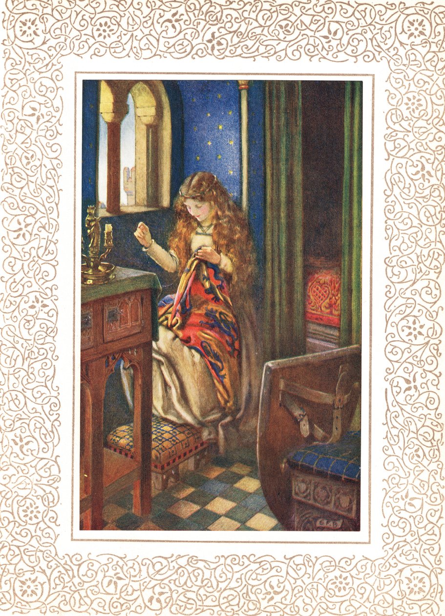 The Lily Maid of Astolat ellers kjent som Lady of Shalott, illustrasjon fra 