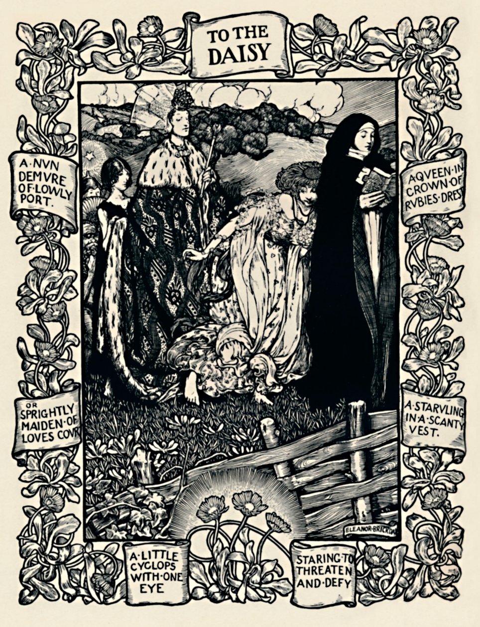 Illustrasjon til Wordsworths Poem To The Daisy, nr. 2, 1923 av Eleanor Fortescue Brickdale