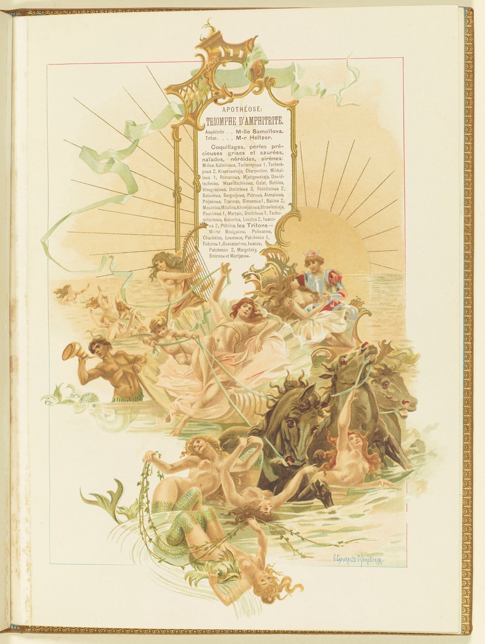 Program for balletten La Perle av Marius Petipa og Riccardo Drigo, 1896. av Elena Petrovna Samokish Sudkovskaya