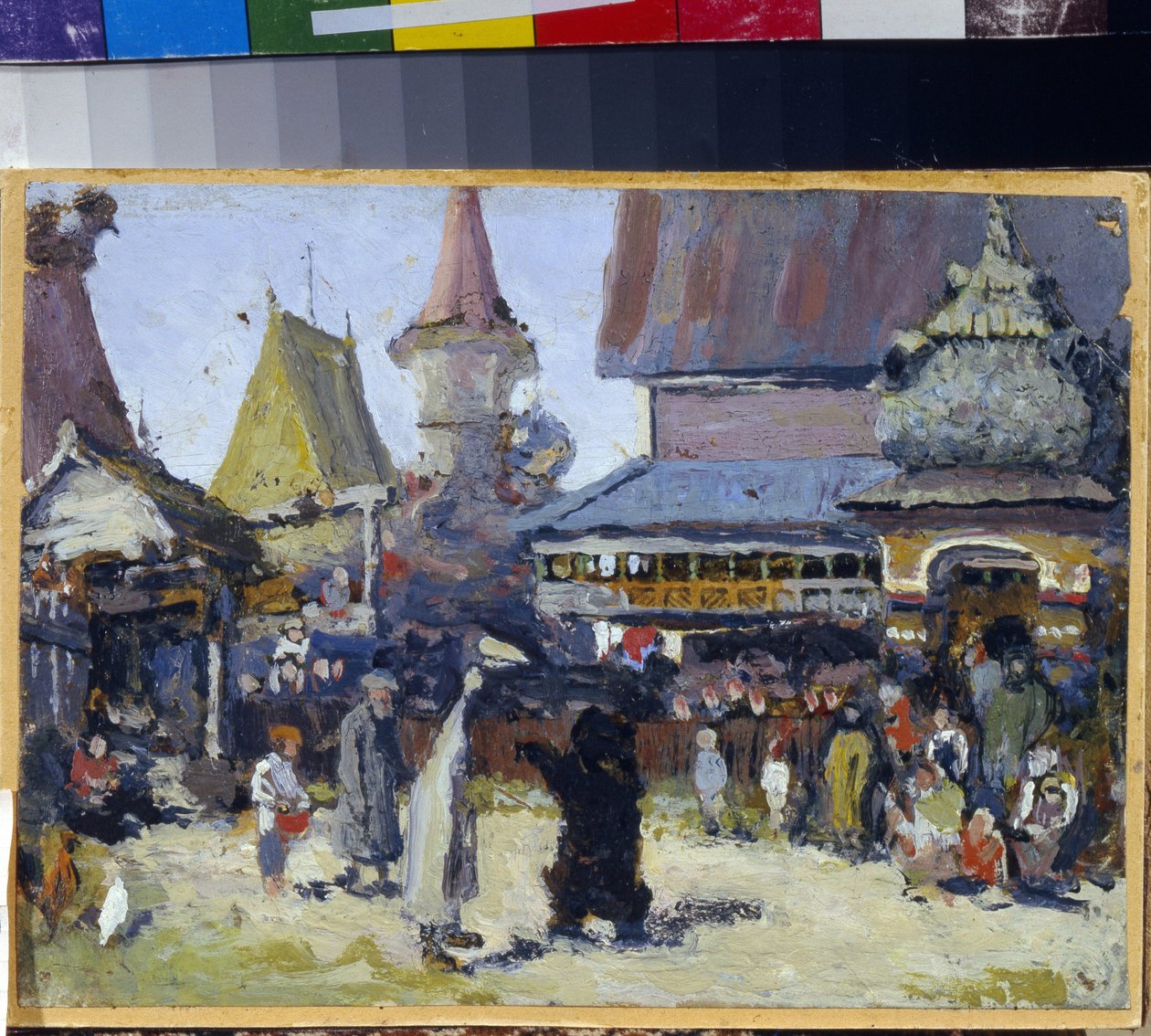 Prinsens hoff. (Fyrsteretten). En bjørnetemmer i storhertugdømmet Moskva i trengslenes tid (1598-1613). Maleri av Elena Dmitryevna Polenova (1850-1898), olje på lerret av Elena Polenova