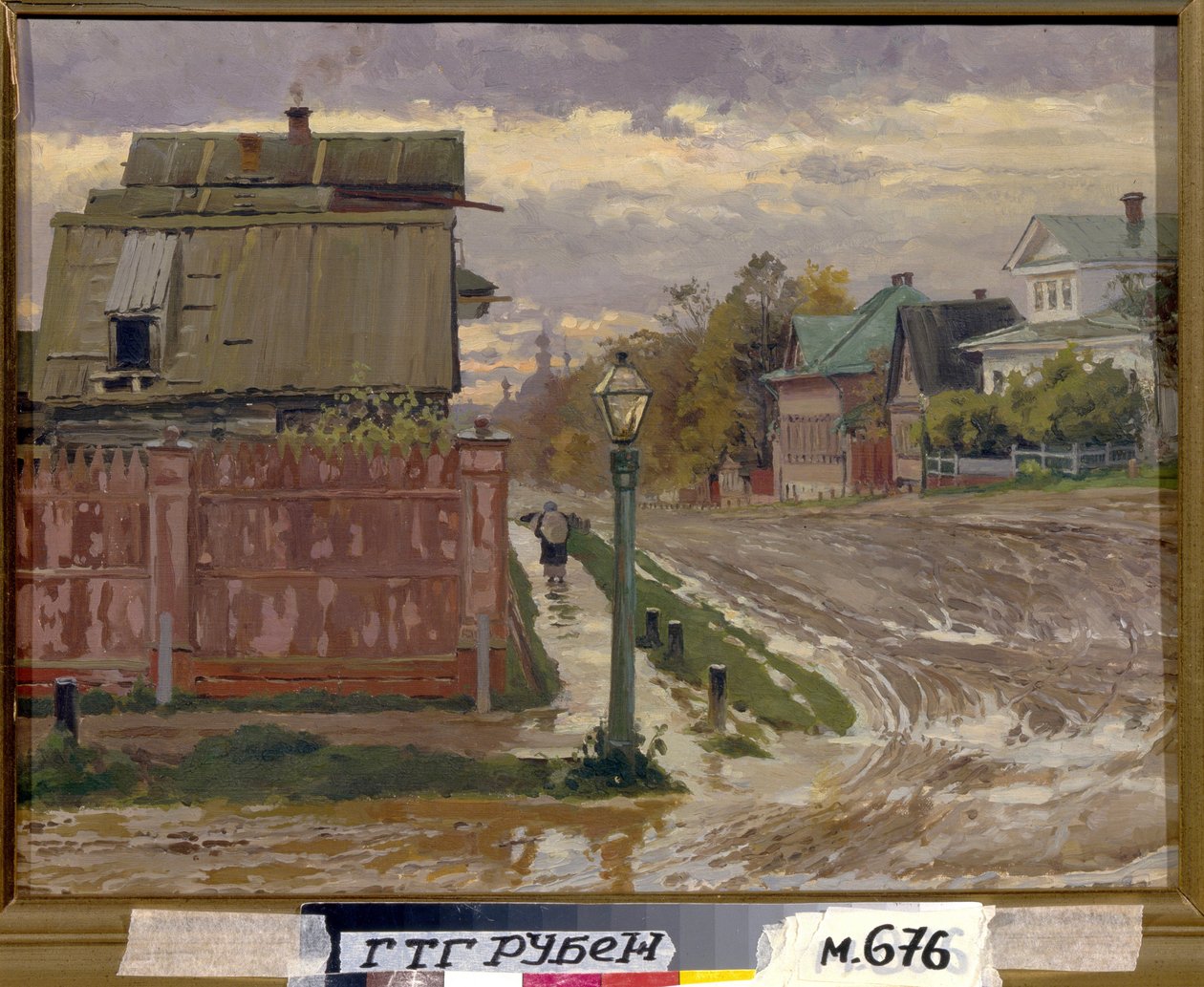 En gate i Moskva. (En gate i Moskva). Maleri av Elena Dmitryevna Polenova (1850-1898), olje på lerret. Russisk kunst, slutten av 1800-tallet. Statens Tretyakov-galleri, Moskva. av Elena Polenova