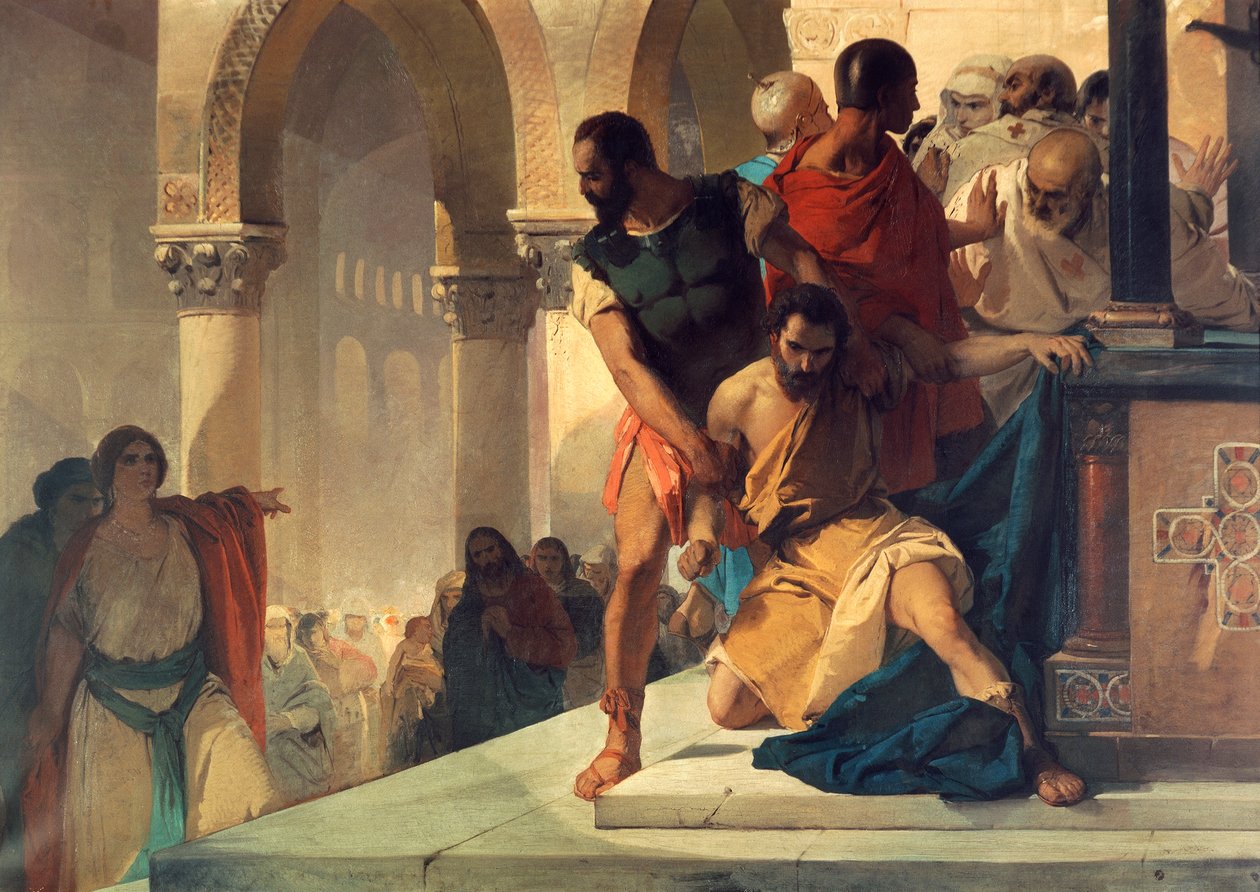 Fazio blir dratt fra Temple of St. Sophia i Konstantinopel, av Eleuterio Pagliano (1826-1903) av Eleuterio Pagliano