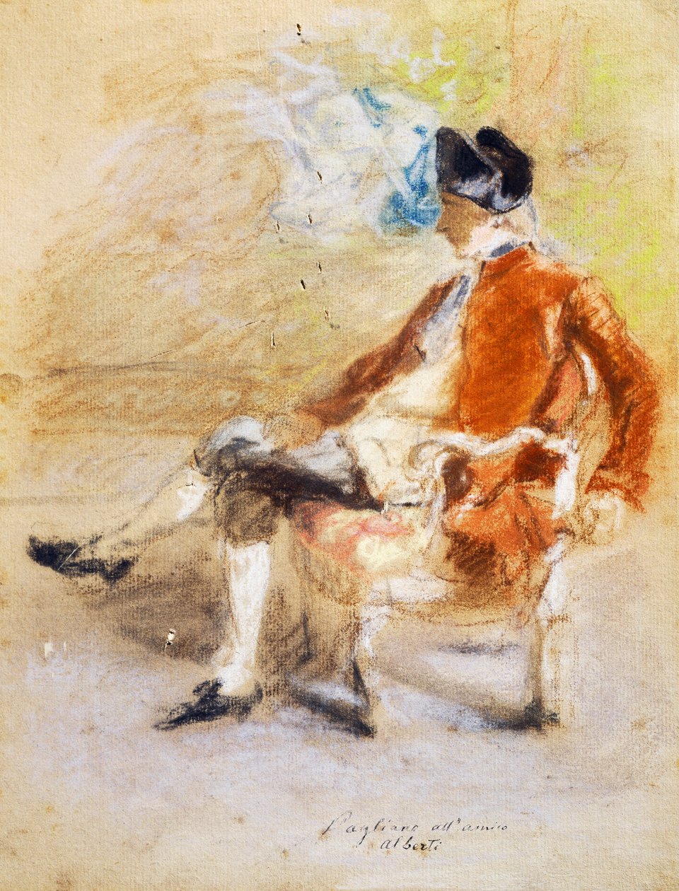 Figur i 1700-tallsdrakt, ca. 1890 (pastell på papir) av Eleuterio Pagliano