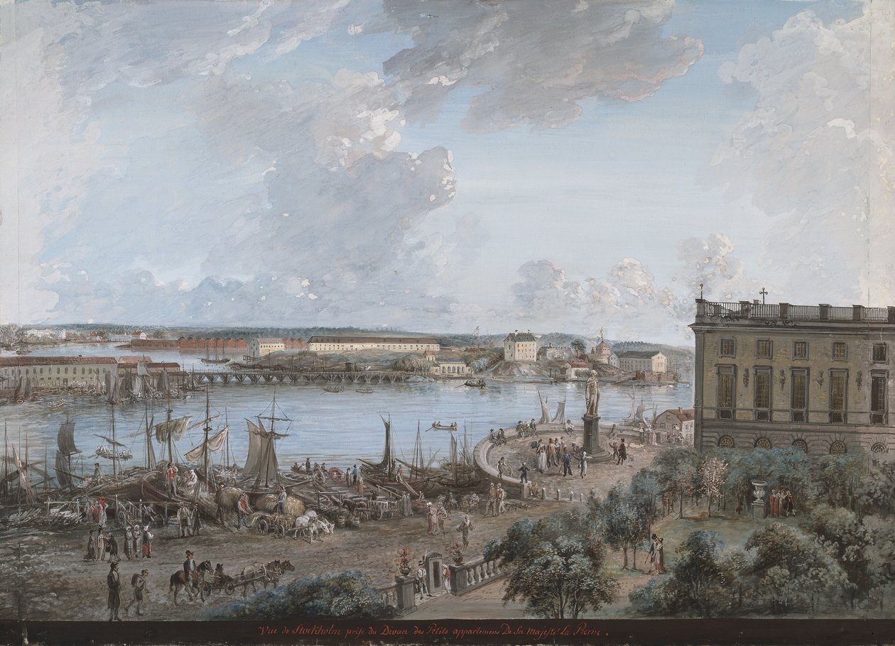 Utsikt over Stockholm fra Slottet (gouache på lerret) av Elias Martin