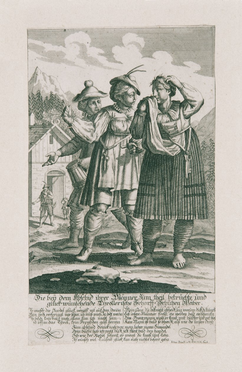 Det tyrolske forsvaret av 1703: Tyrollerische Scharff-Schützen kvinner av Elias Baeck