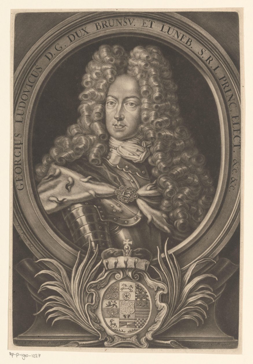 Portrett av Georg Ludwig, konge av Storbritannia og Irland av Elias Christopf Heiss