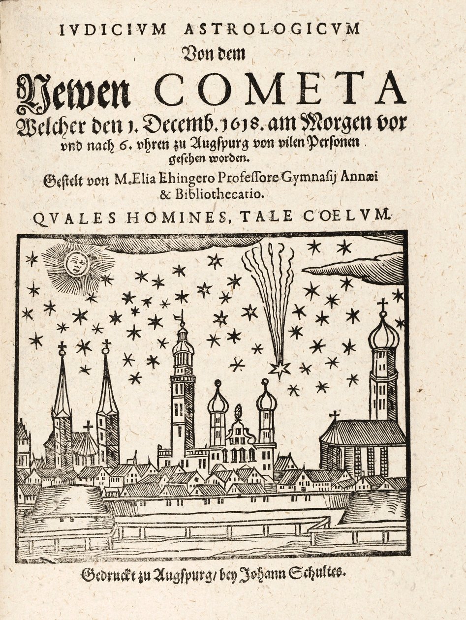 En ny komet sett fra Augspurg, Tyskland 1. desember 1618, pub. 1618. av Elias Ehinger 1573 1653.