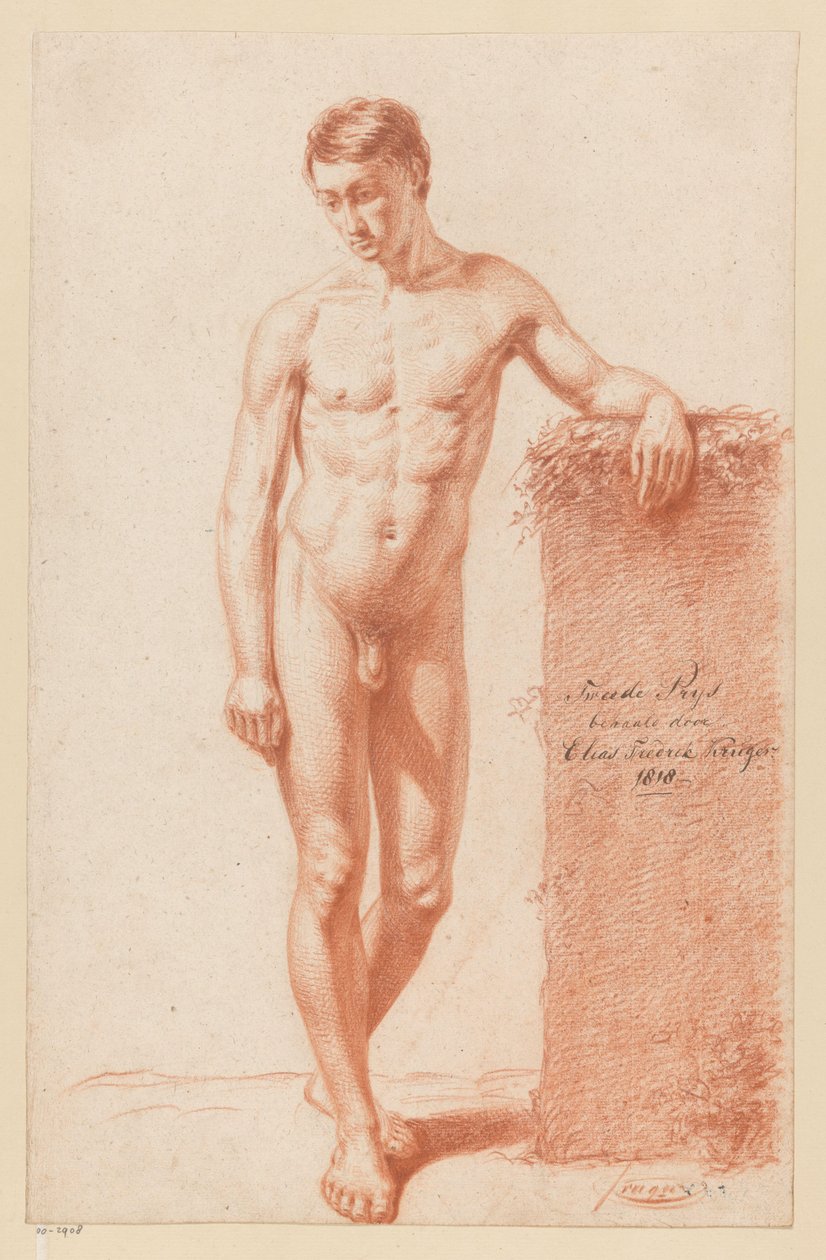 Stående mannlig naken, sett forfra (2. premie 1818) av Elias Friedrich Kruger