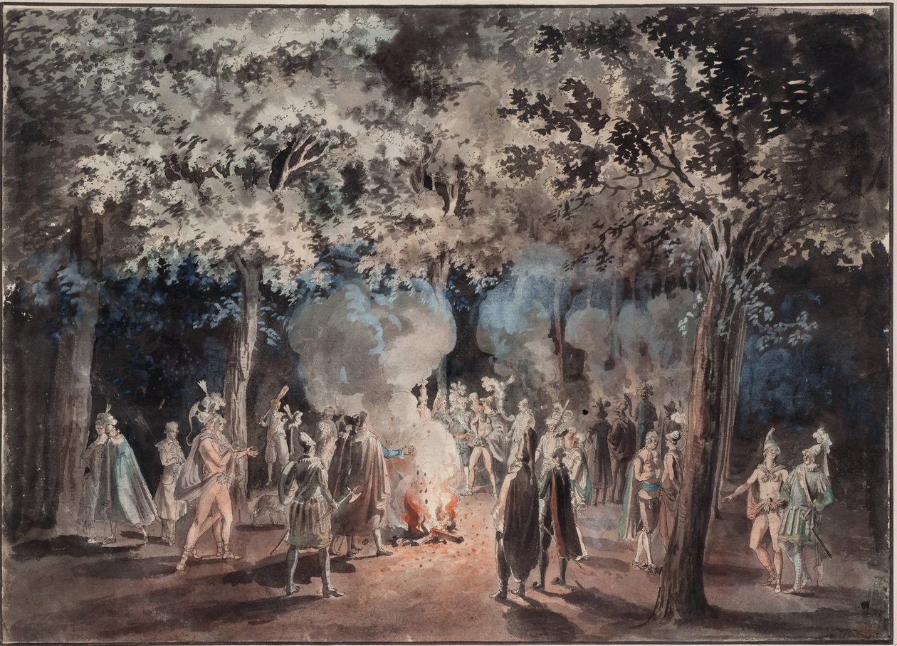 Promenade ved bålene i Drottningholm-parken 1785 av Elias Martin