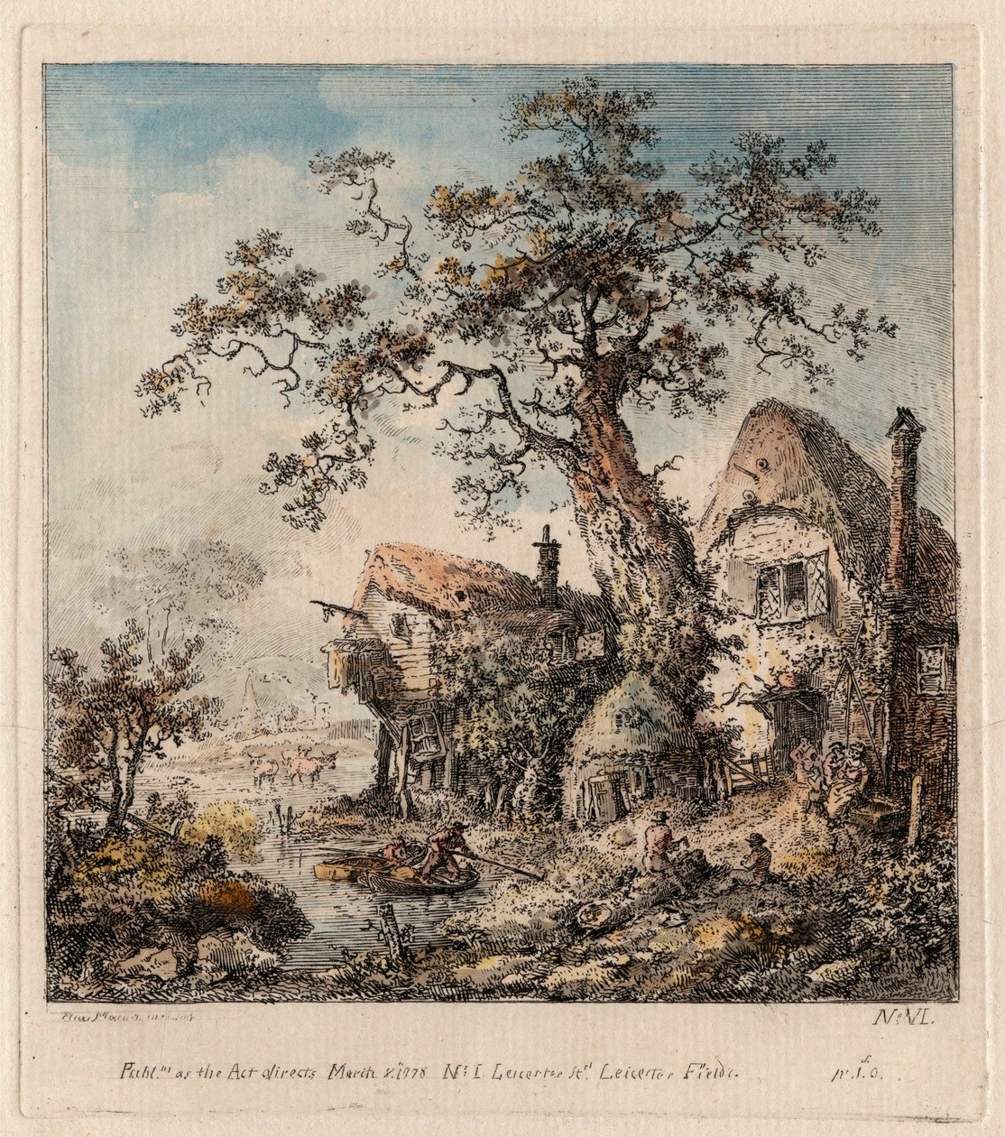 Landlig scene med hytte av Elias Martin