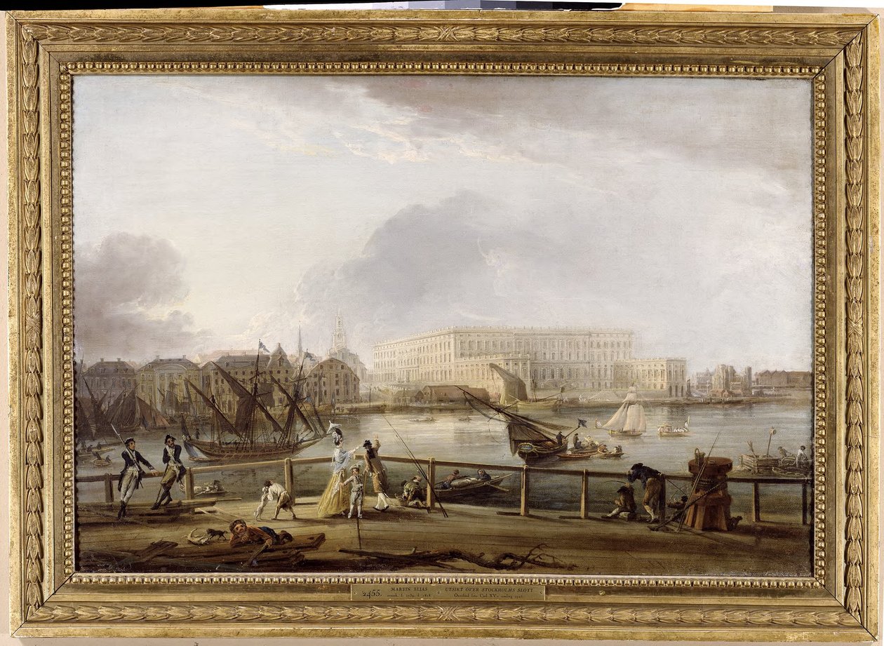 Utsikt over Stockholms slott fra Skeppsholmsbroen av Elias Martin