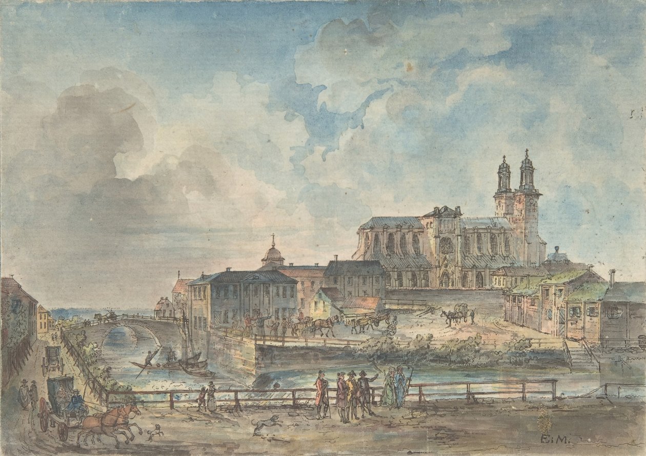 Utsikt over Uppsala katedral fra nord, 1700-begynnelsen av 1800-tallet. av Elias Martin