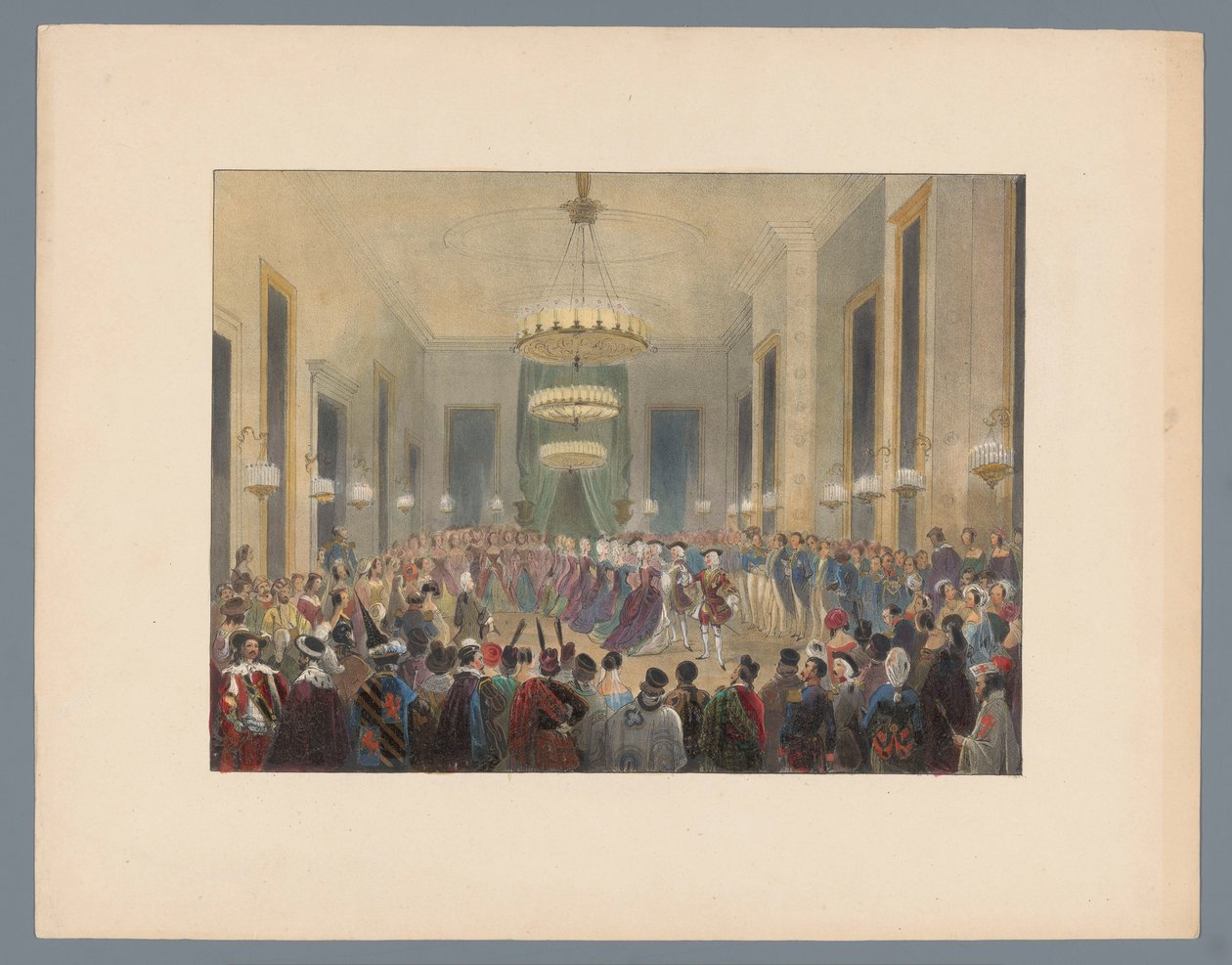 Ballsal hvor pavane danses, 1845 av Elias Spanier