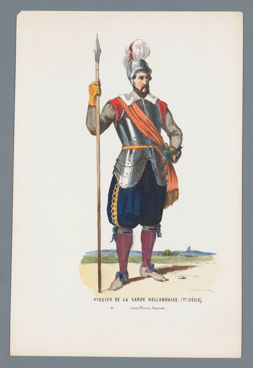 Pikeman fra den nederlandske garde. (1600-tallet.) under prins Maurice (tittel på objekt) av Elias Spanier