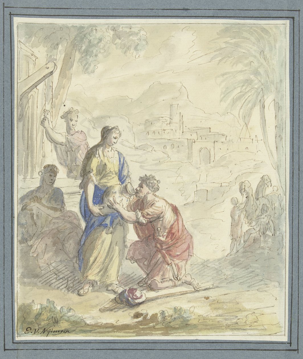Rebekka og Elieser ved brønnen av Elias van Nijmegen