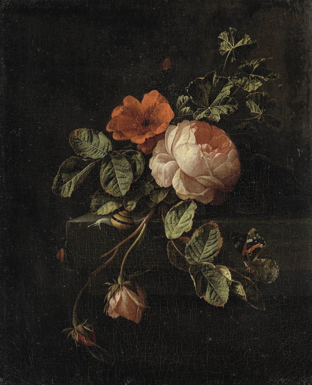Stilleben med roser av Elias van den Broeck