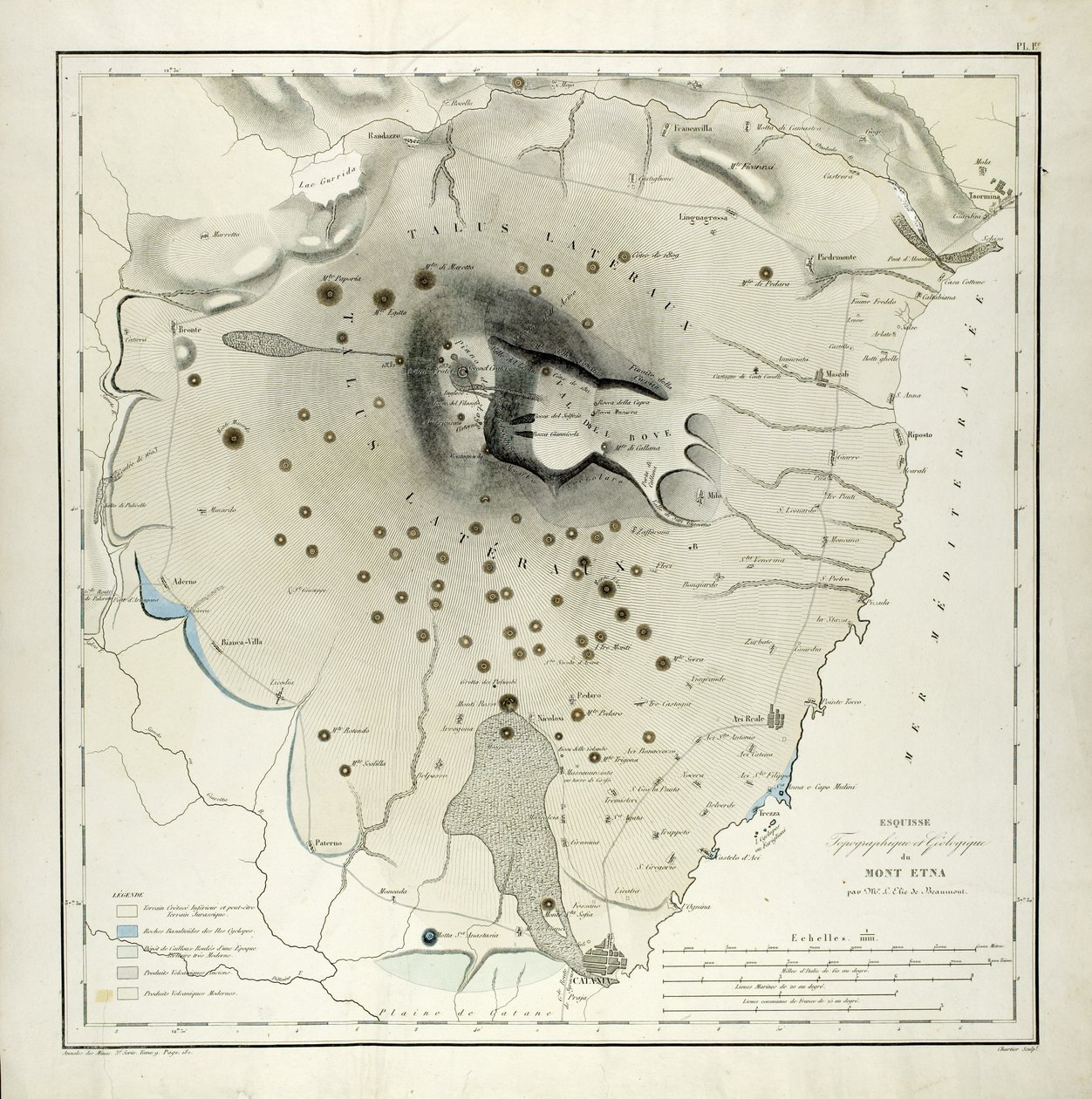 Topografisk og geologisk studie av Etna (akvatint) av Elie de Beaumont