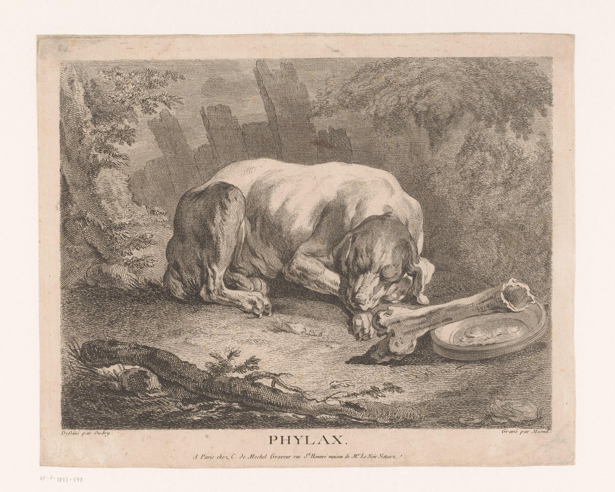 sovende hund Phylax (tittel på objekt) av Élie du Mesnil