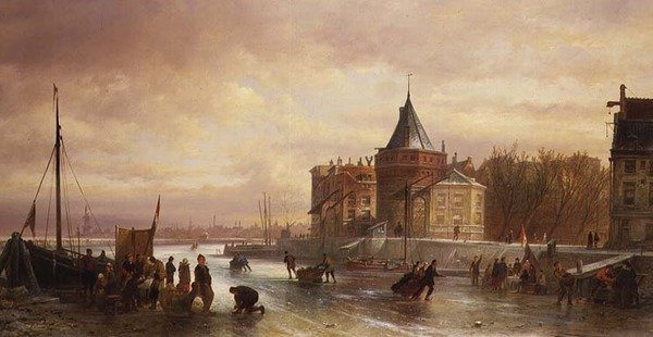 Skøytescene av Elies Pieter van Bommel