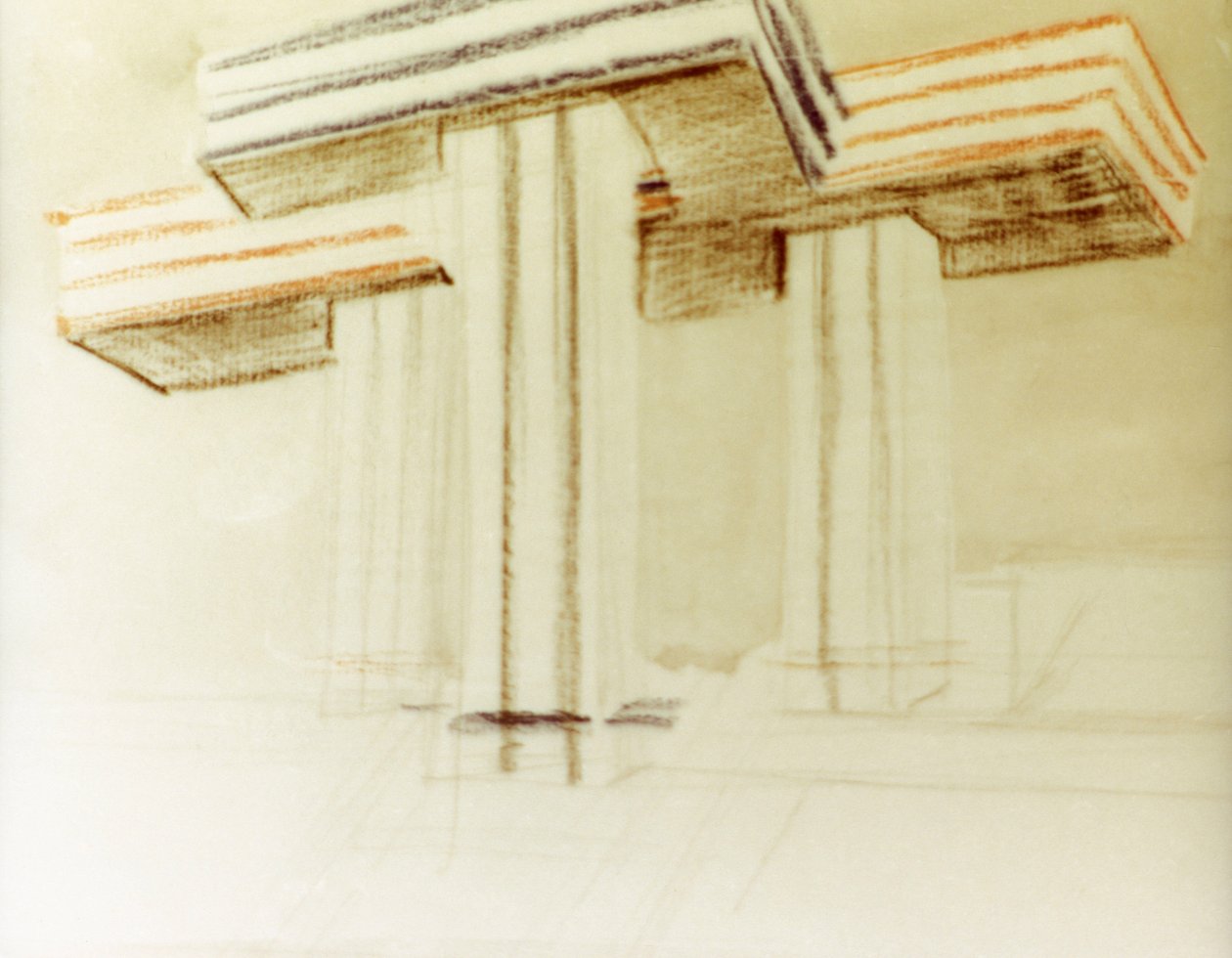 Designtegning for den foreslåtte wolkenbugel (skyjern)-bygningen av el lissitzky (lazar markovich lissitzky) som aldri ble bygget av Eliezer Markowich Lissitzky