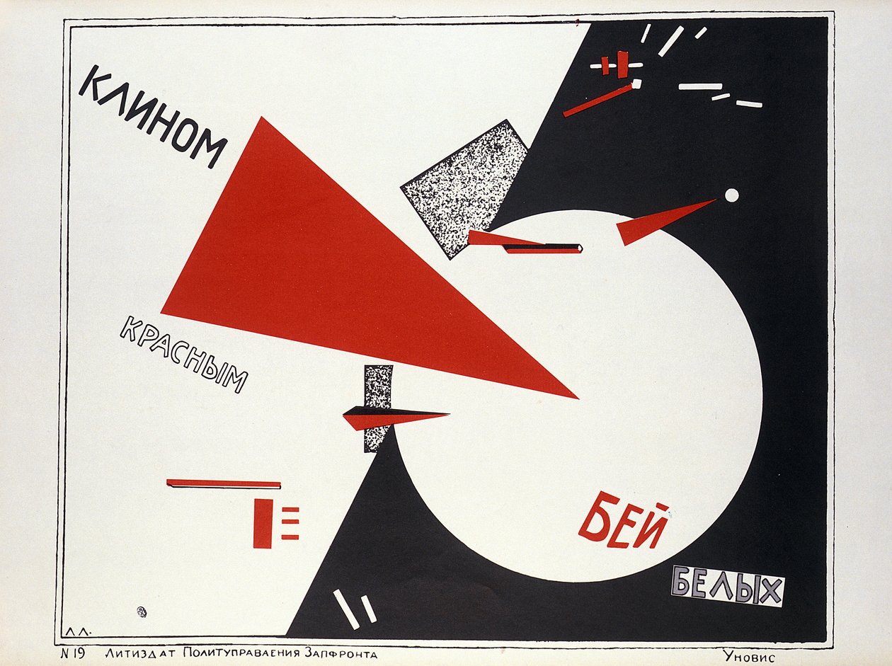 Med den røde trekanten treffer de hvite! , propagandaplakat av Eliezer Markowich Lissitzky