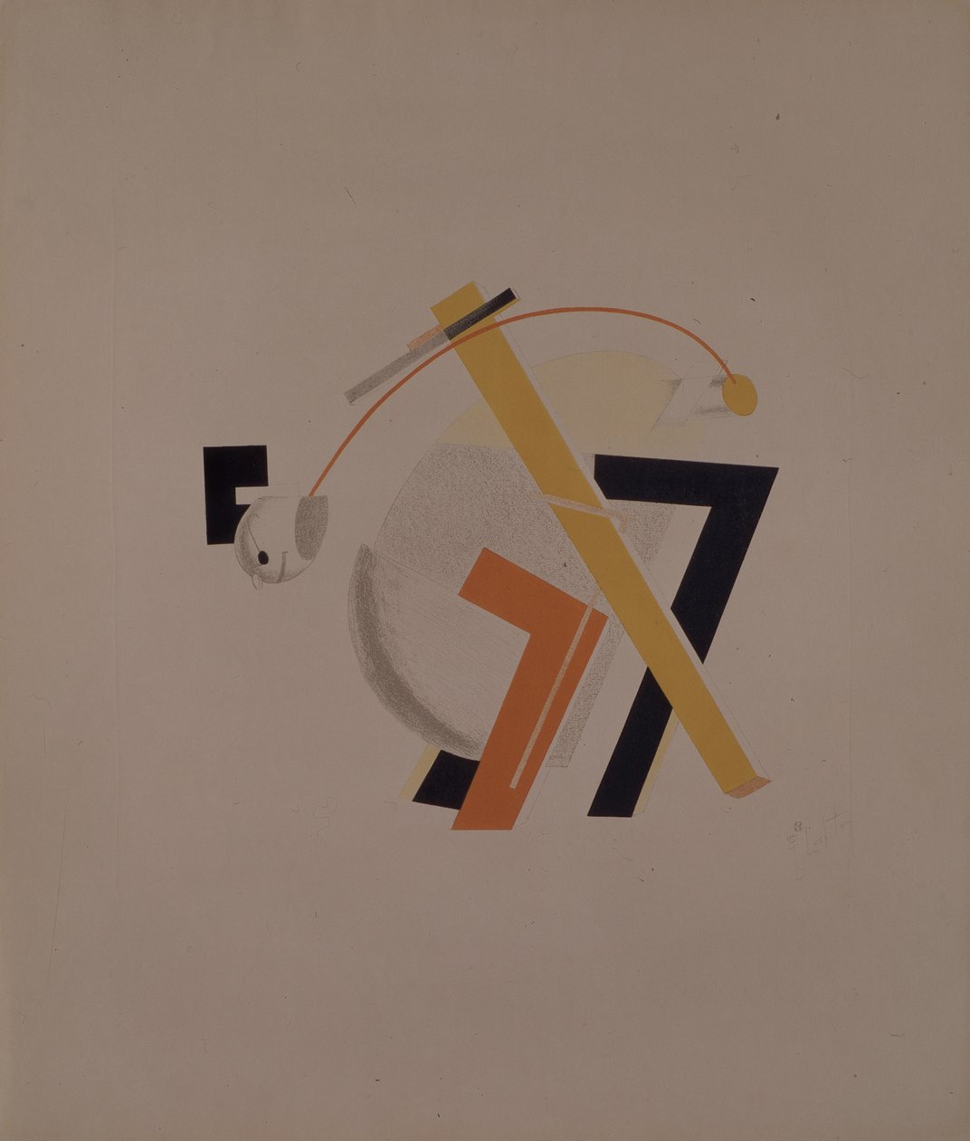 Gammel beboer. Figur for operaen Victory over the sun av A. Kruchenykh, 1920-1921 av Eliezer Markowich Lissitzky