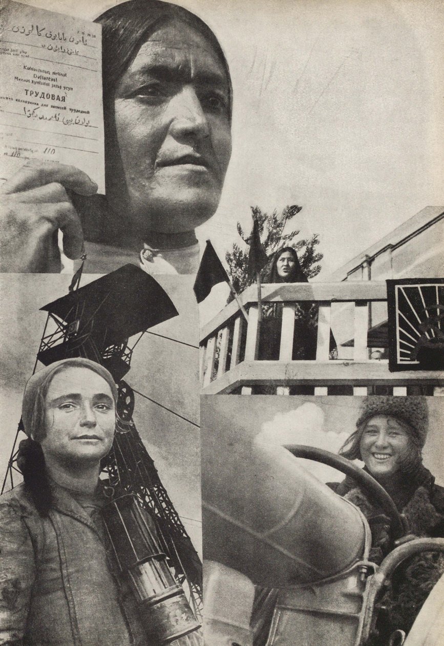 sovjetisk kvinne. Illustrasjon fra USSR Builds Socialism, 1933. av Eliezer Markowich Lissitzky