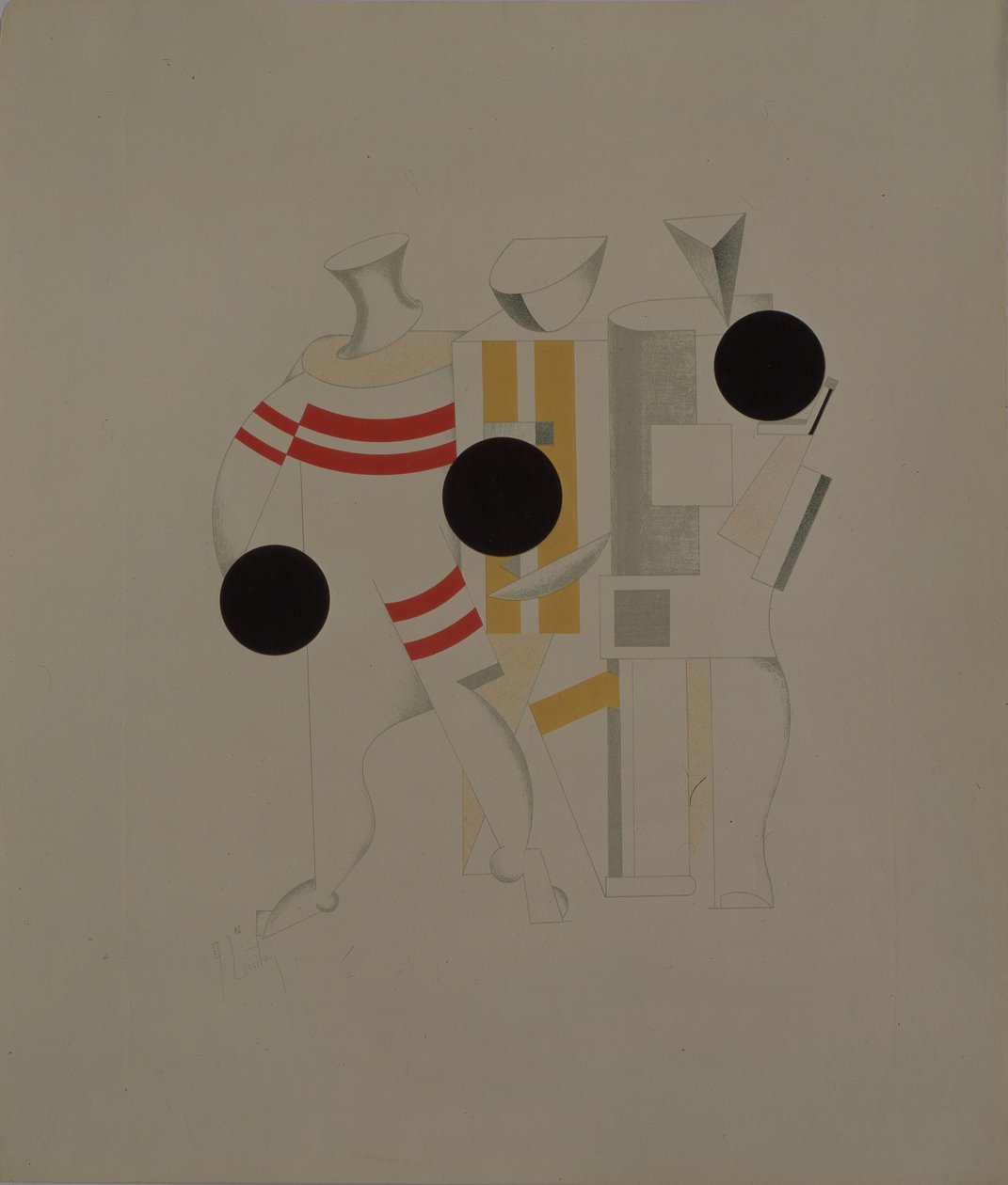 Sportsmenn. Figur for operaen Victory over the sun av A. Kruchenykh, 1920-1921 av Eliezer Markowich Lissitzky