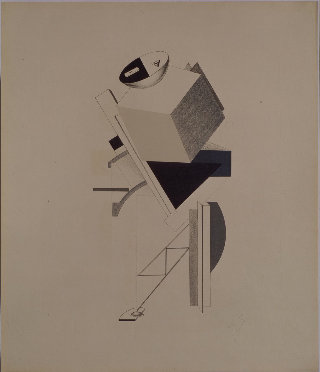 Sterk fyr. Figur for operaen Victory over the sun av A. Kruchenykh, 1920-1921 av Eliezer Markowich Lissitzky