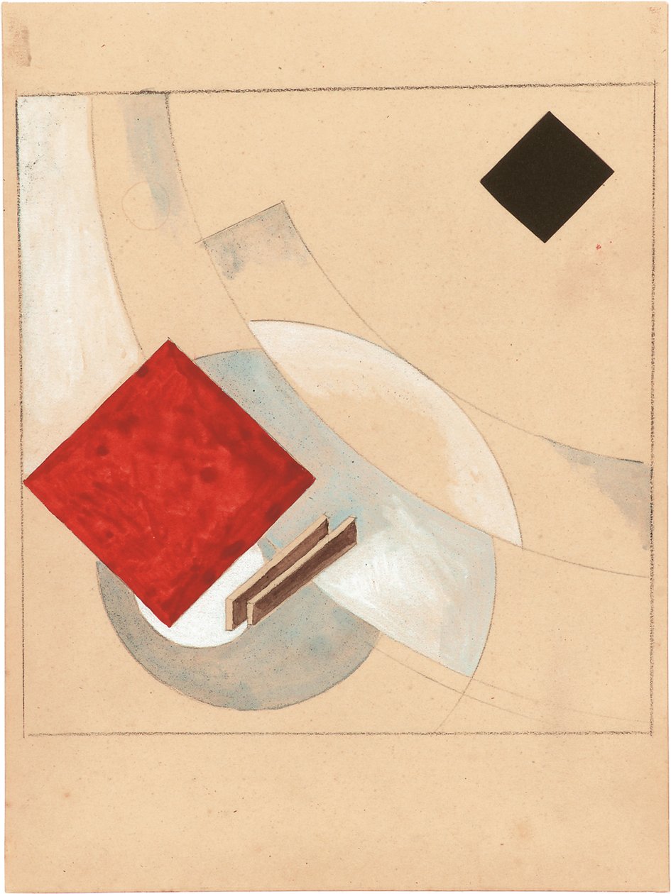 Studie for historien om to kvadrater, ca. 1920 av Eliezer Markowich Lissitzky