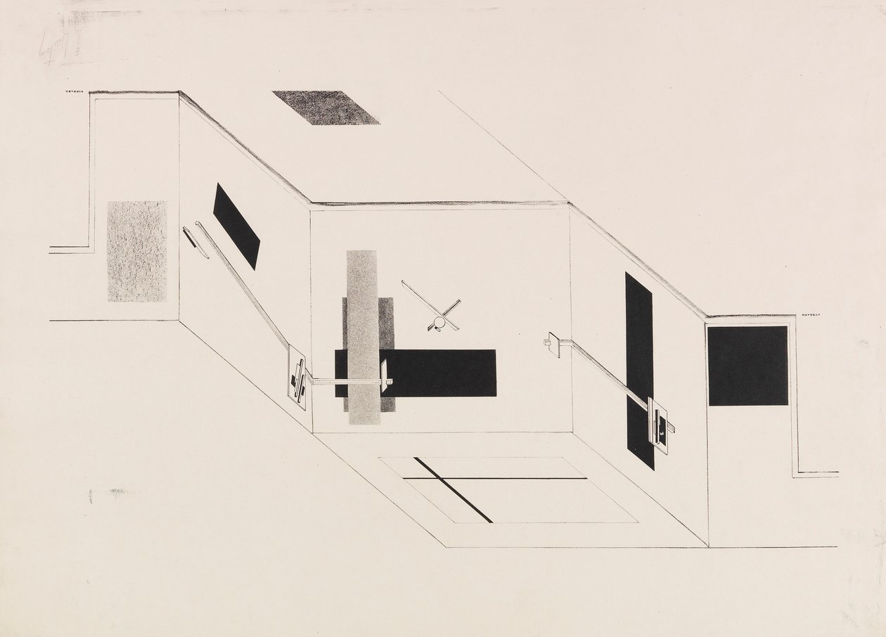 Proun-rommet. Ark 5 av I Kestner-porteføljen, 1923. av Eliezer Markowich Lissitzky