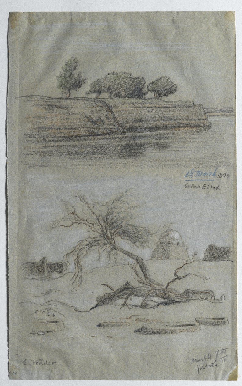 Nile, 1890 (farget blyant på papir) av Elihu Vedder