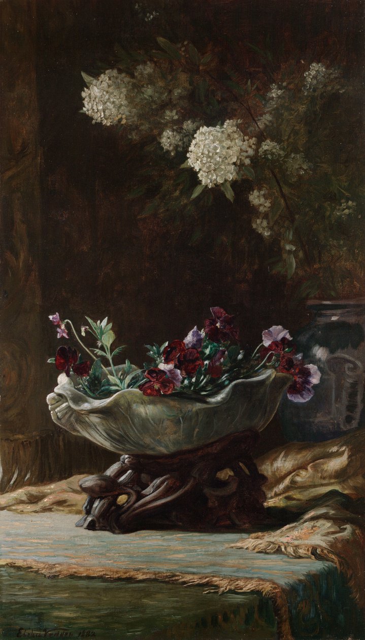 Stemorsblomster og spirea av Elihu Vedder