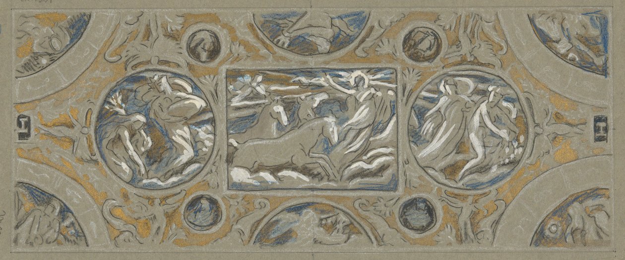 Foreløpig studie for Huntington House Ceiling, fra 60 studier for Huntington-taket (1926.80) av Elihu Vedder