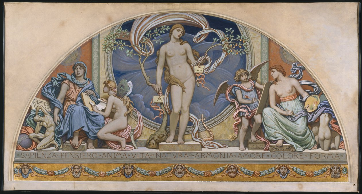 Roma, representant for kunsten: design for dekorasjon i Bowdoin College, 1894 av Elihu Vedder