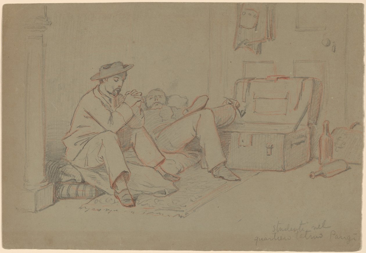 Studenter i Latinerkvarteret, Paris, ca. 1858. av Elihu Vedder