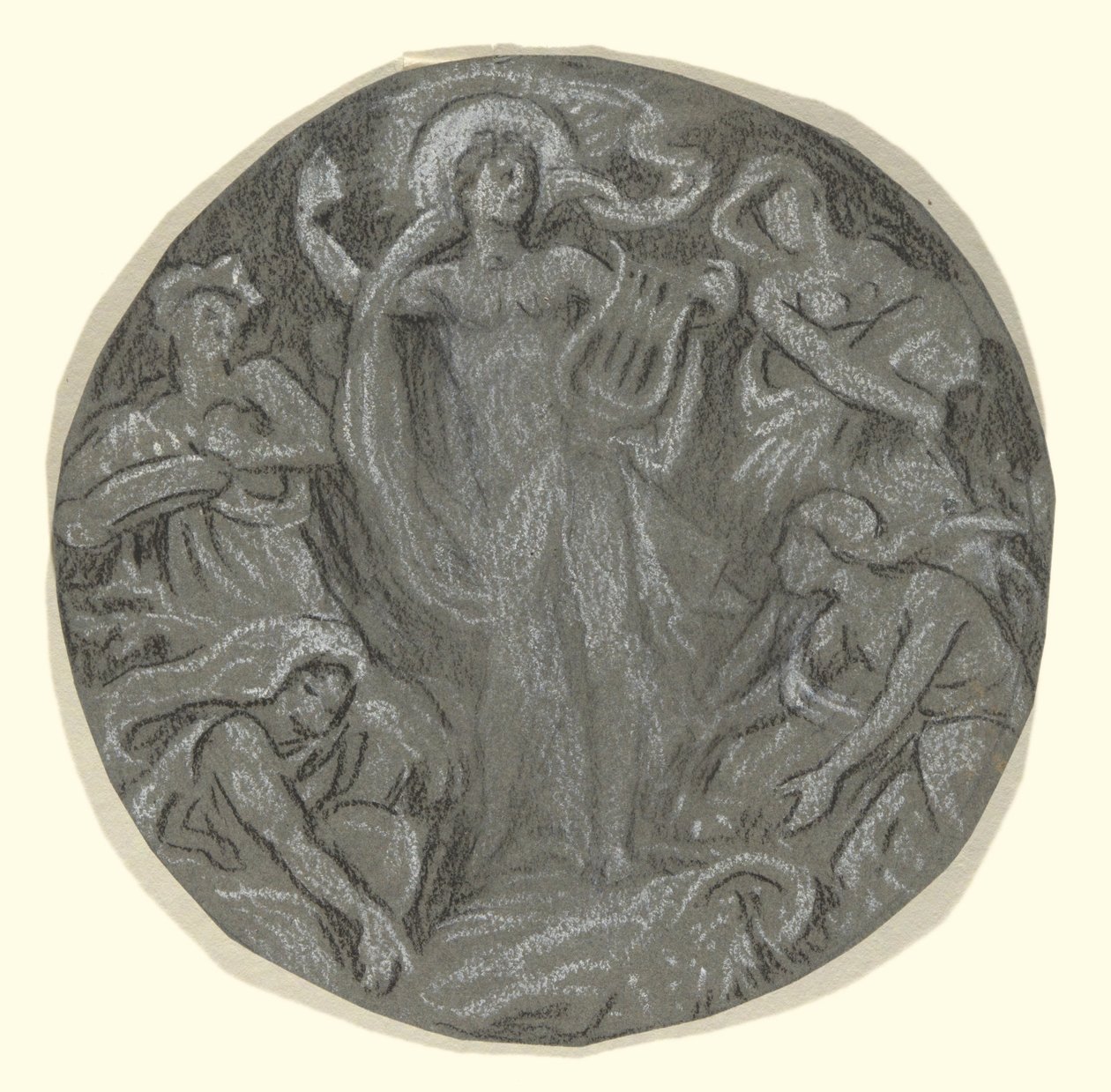 Studie for Center Circle of Huntington Ceiling: Apollo and Attendants av Elihu Vedder