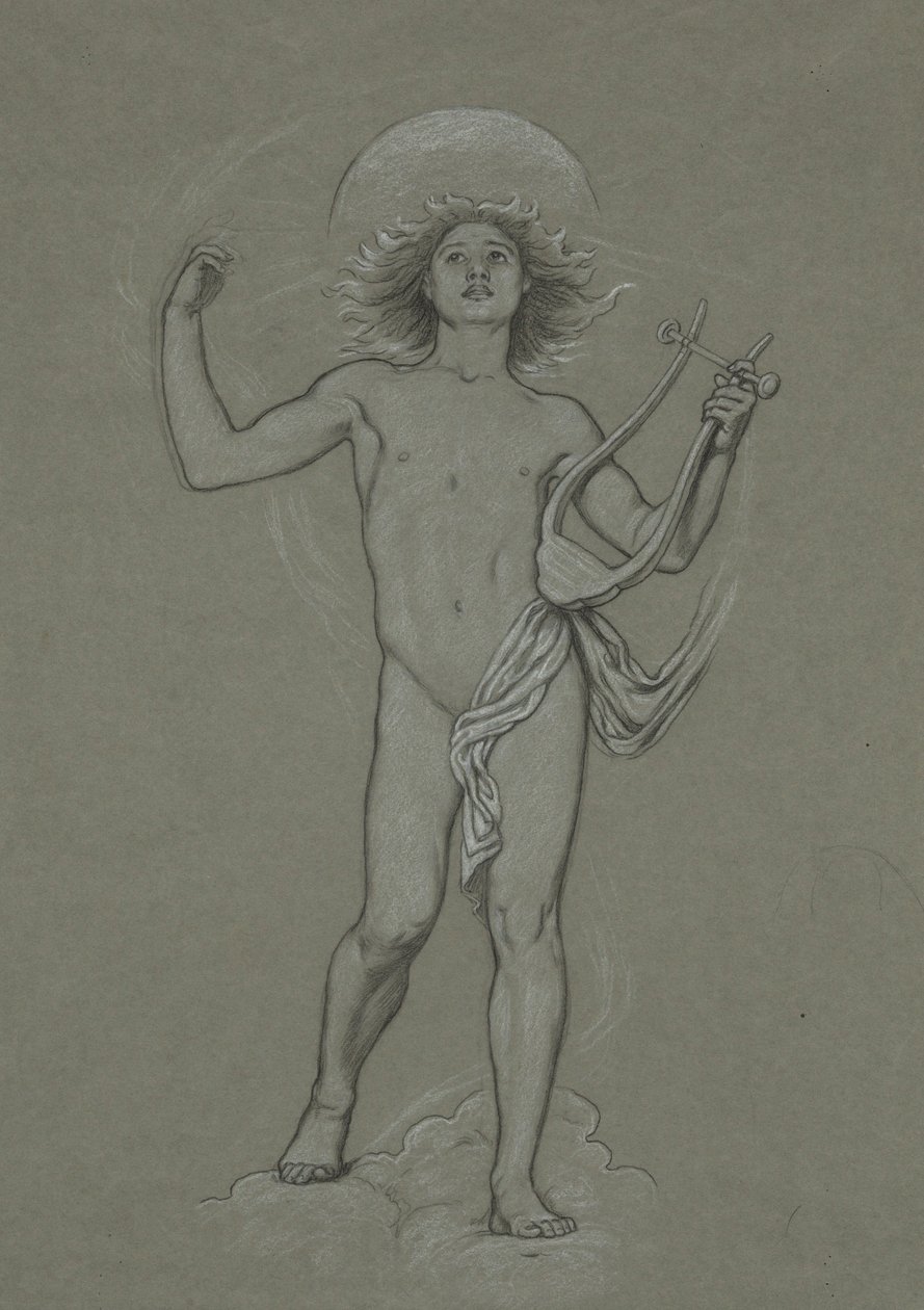 Studie for Figure of Apollo, fra de 60 studiene for Huntington-taket (1926.80) av Elihu Vedder