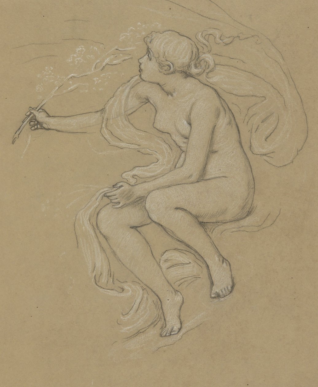 Studie for Figure of Spring av Elihu Vedder