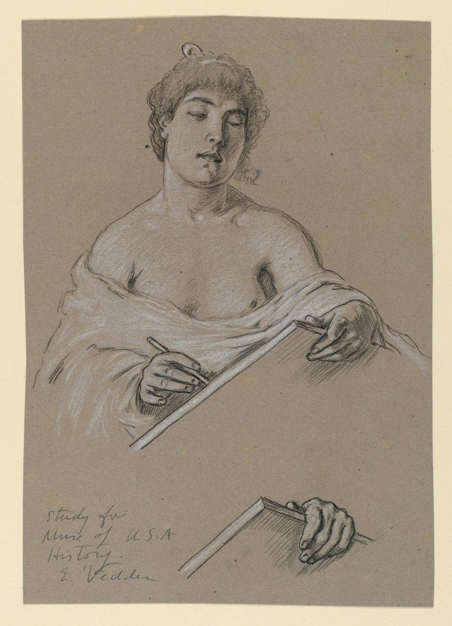 Studie for "Muse of History" av Elihu Vedder