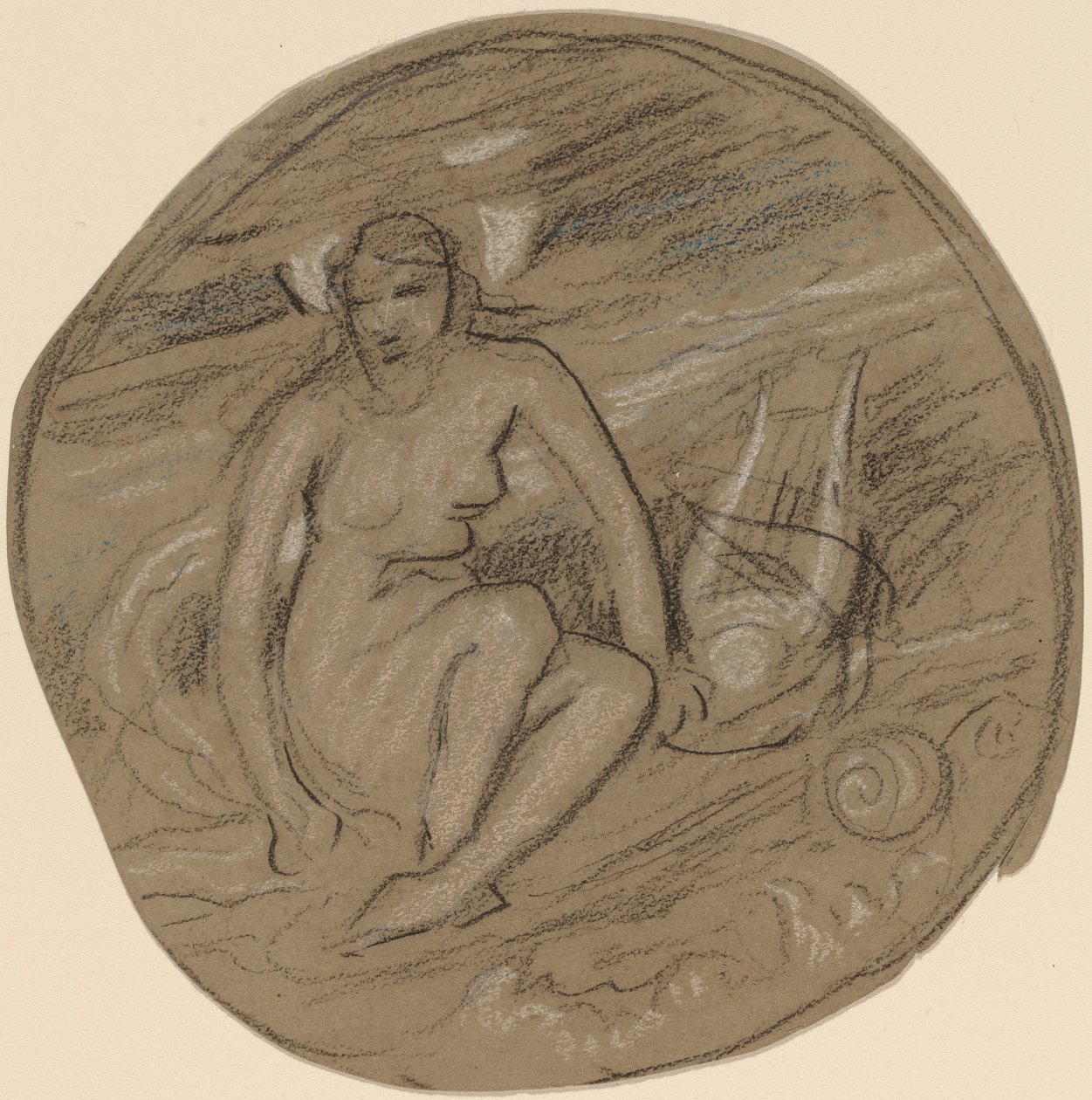 Studie for musikk, ca. 1890. av Elihu Vedder