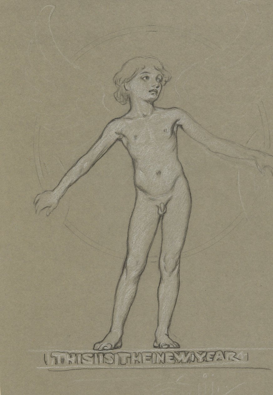 Studie for bevinget ungdom (det nye året) av Elihu Vedder