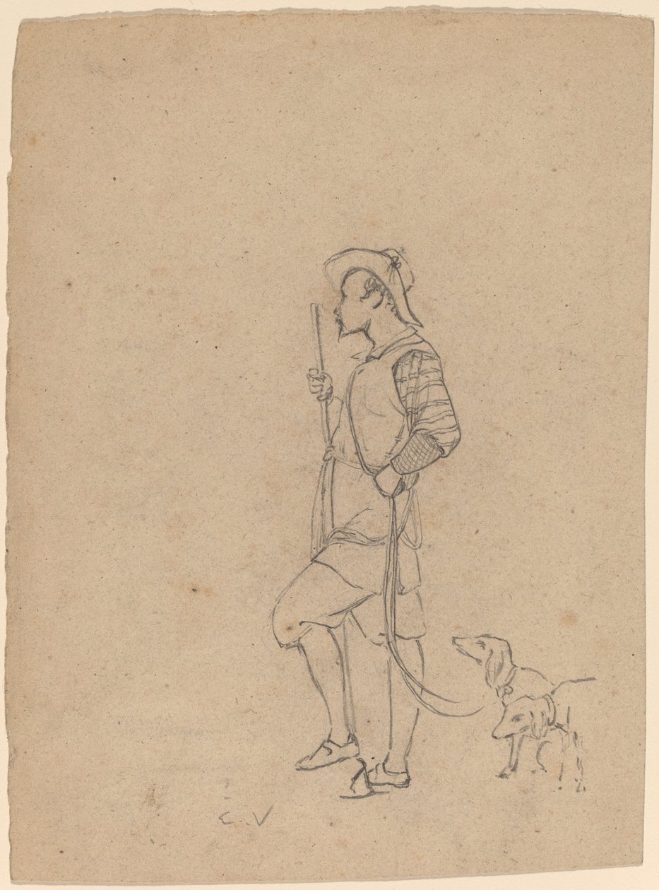 Studie av jeger med hunder, ca. 1858. av Elihu Vedder