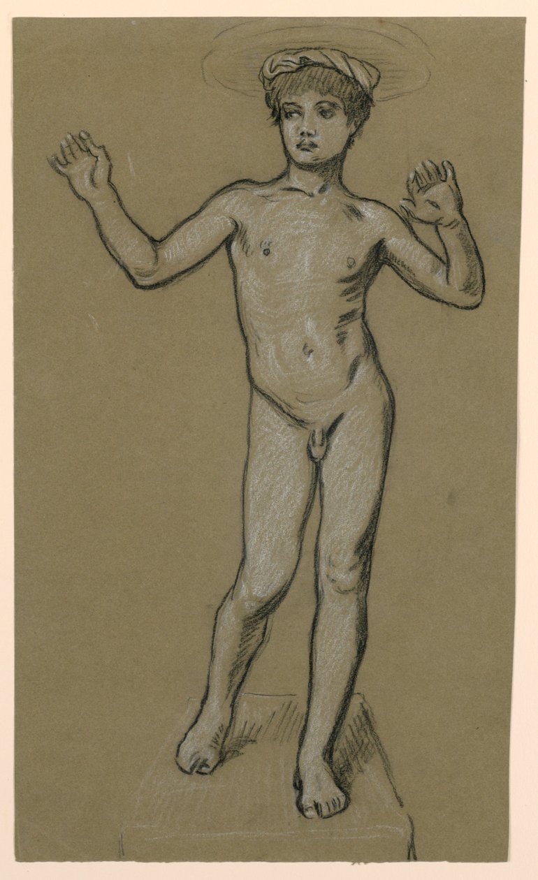 figurstudie for en fontenedesign av Elihu Vedder