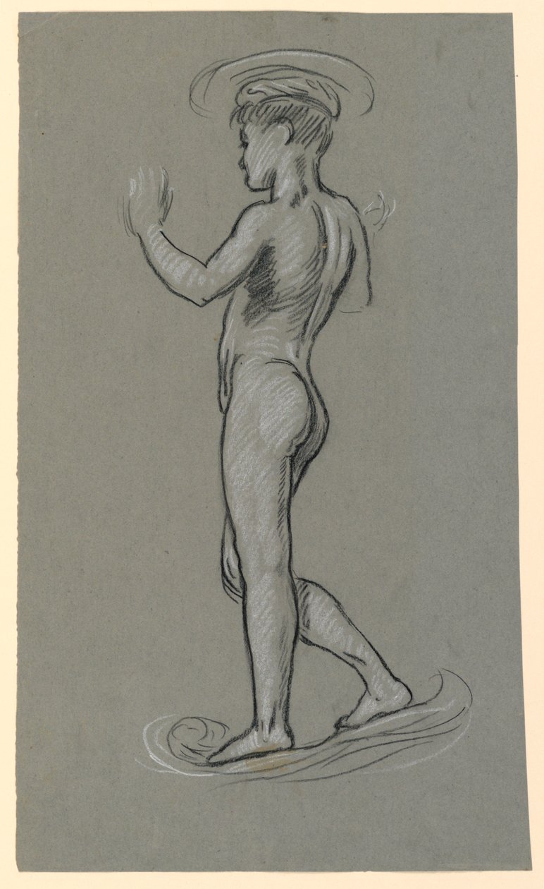 figurstudie for en fontenedesign av Elihu Vedder