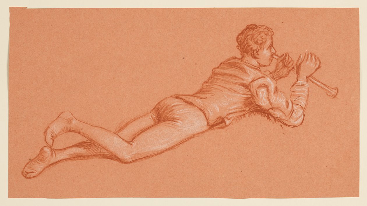 studie av en mannlig kostymefigur av Elihu Vedder