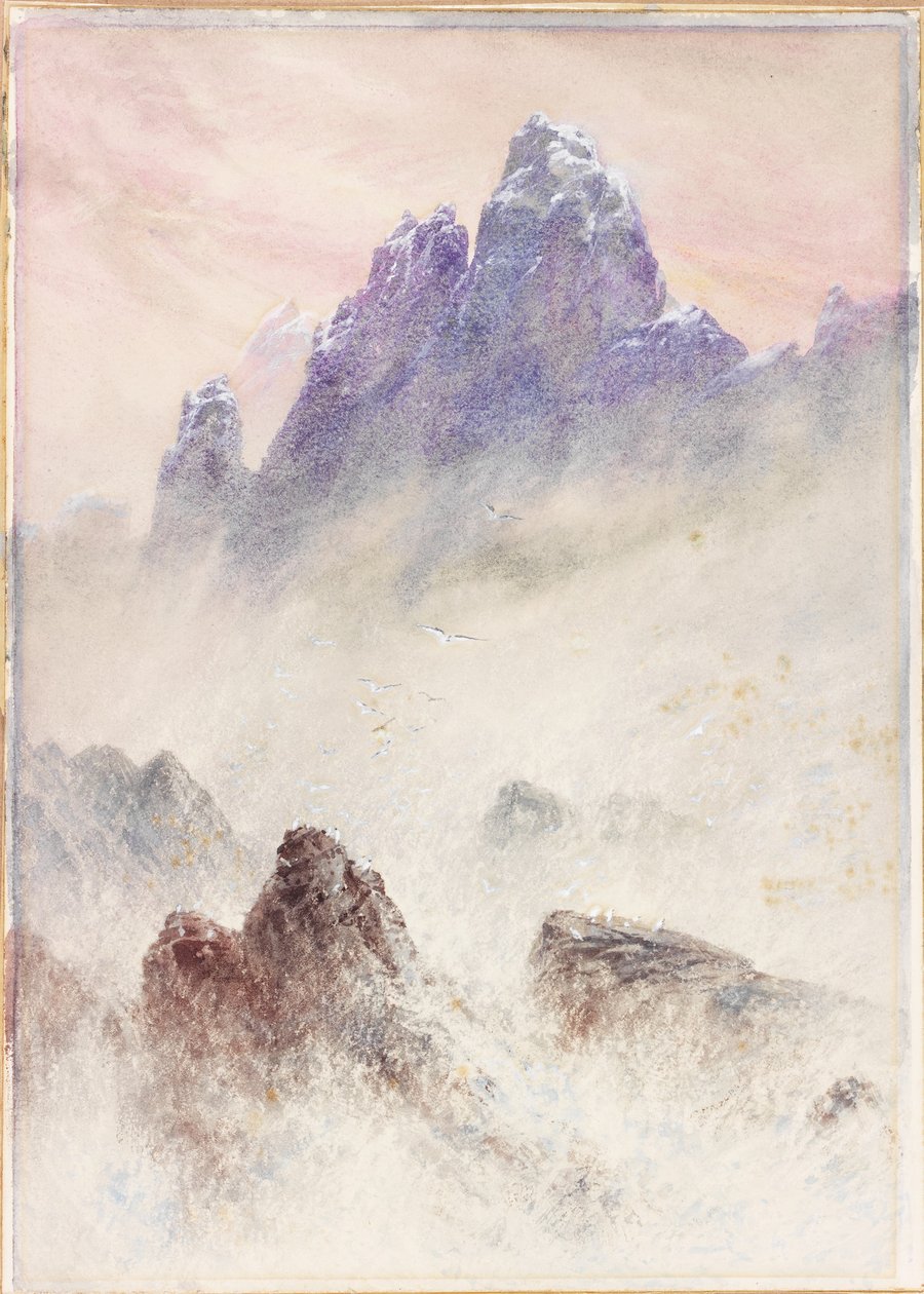 Lofoten (kroppsfarge og akvarell på kort) av Elijah Walton