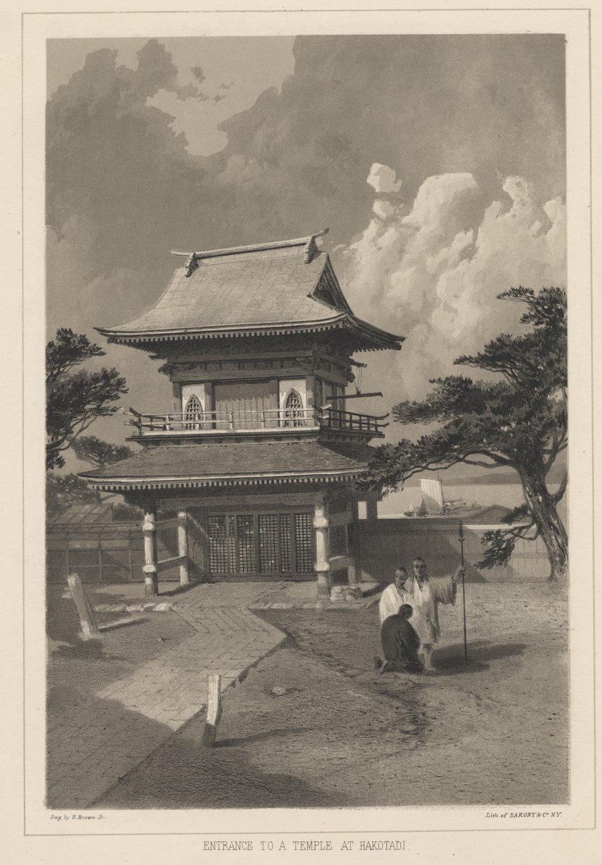 Inngang til et tempel i Hakotadi, 1855 av Eliphalet Brown