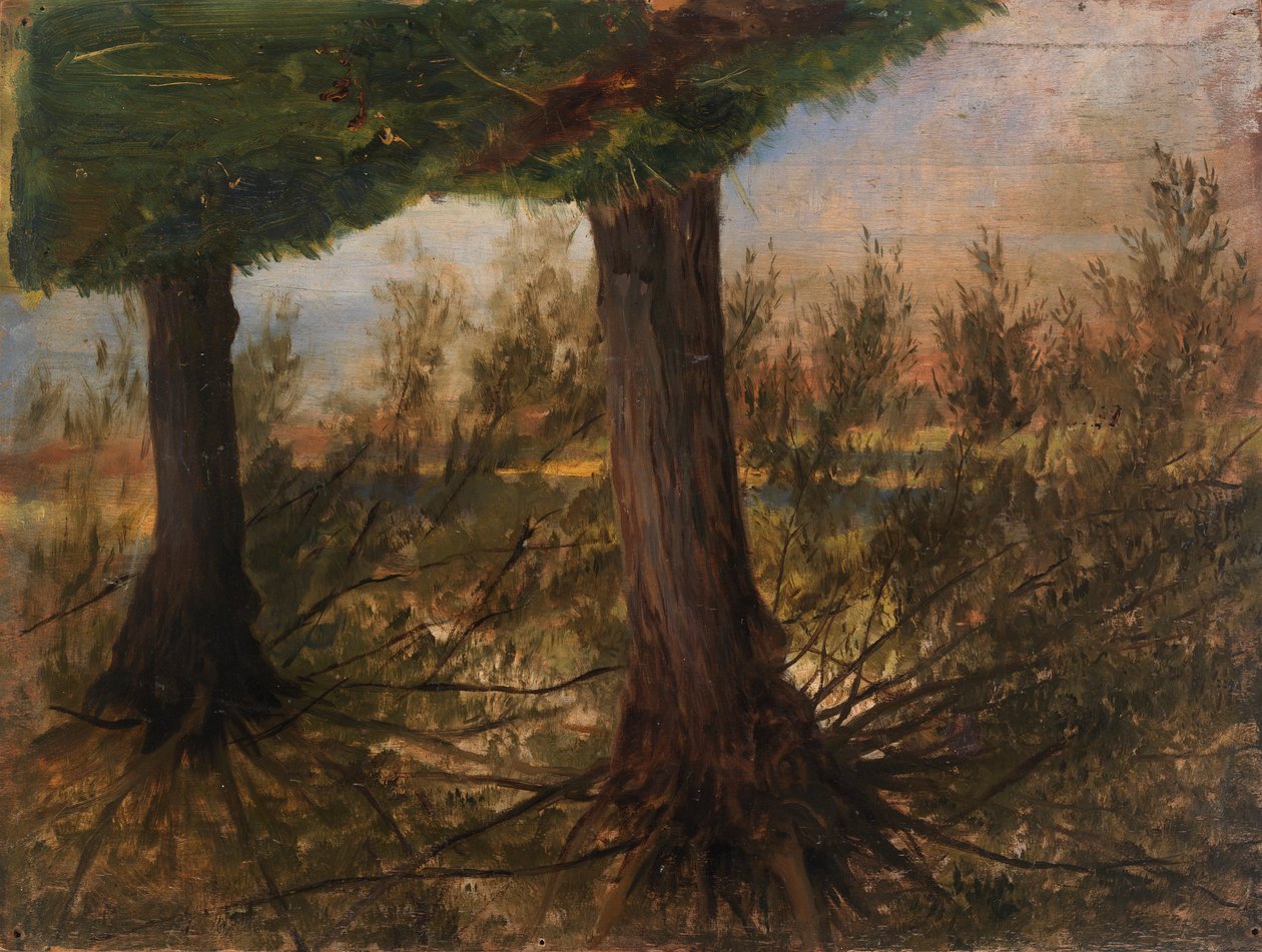 Trær ved siden av en bekk, sent på 1800- og begynnelsen av 1900-tallet. av Eliphalet Frazer Andrews