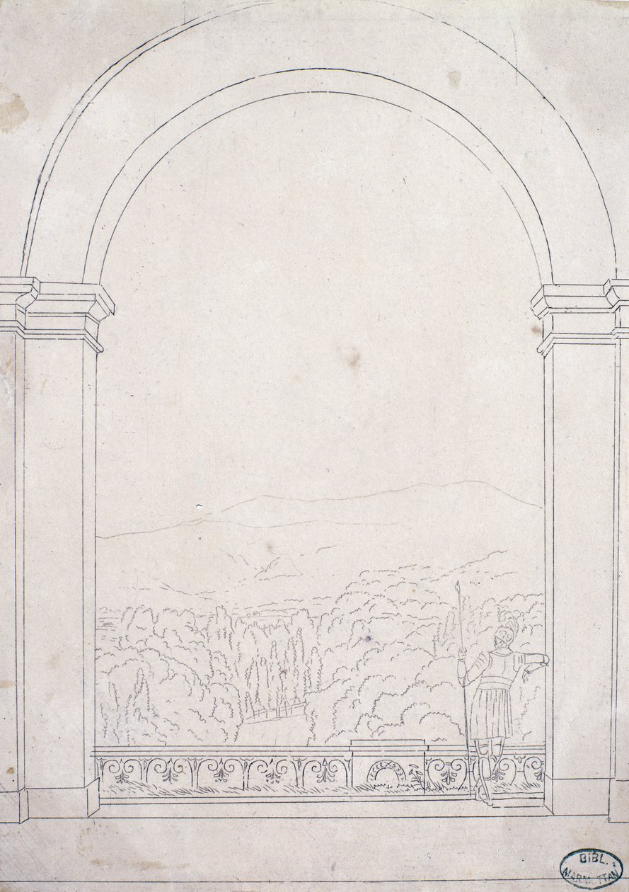 Bue ved villaen i Poggio a Caiano, 1813 av Elisa Bonaparte